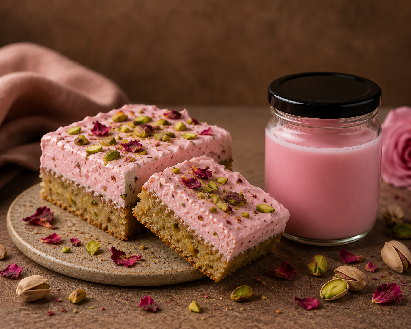 ROSE PISTACHIO BROWNIES